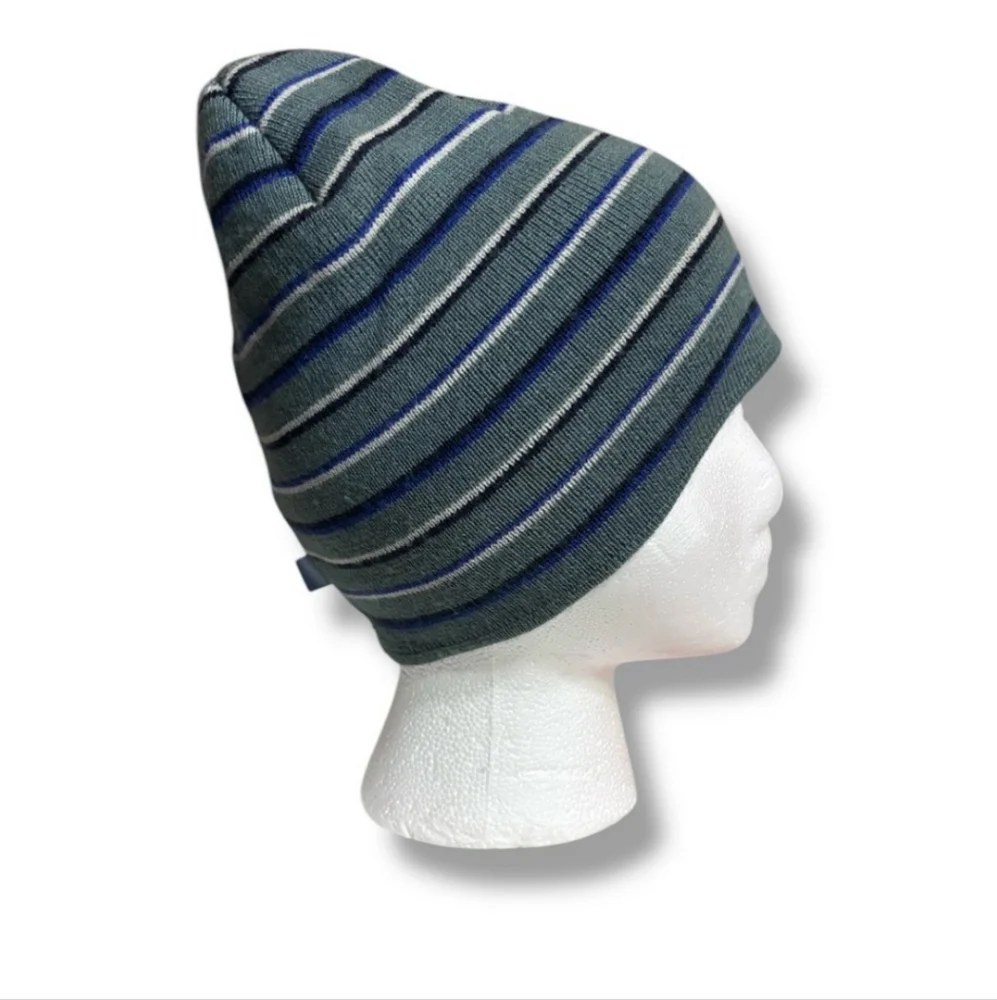 KANGOL Blue Mini-Striped Logo Knit Pull-On Beanie VINTAGE